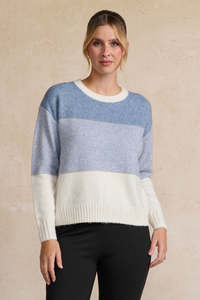 Block Stripes with Sparkle Lines Jumper - Sky