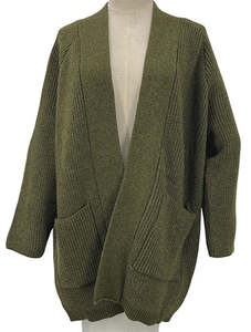 Knit Rib Cardigan - Green