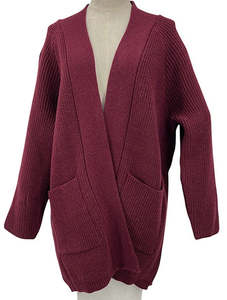 Knit Rib Cardigan - Maroon