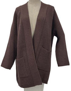 Knit Rib Cardigan - Brown