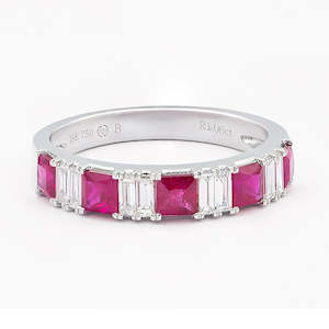 Rings: 18ct White Gold Ruby& Diamond Ring