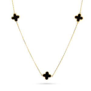 Necklaces: 9ct Gold & Onyx Petal Necklace