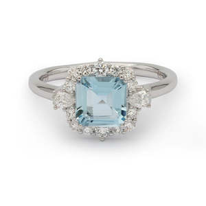 Aquamarine & Diamond Ring