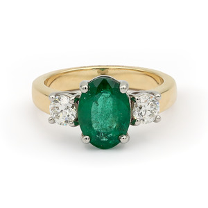 18ct Gold Emerald & Diamond Ring