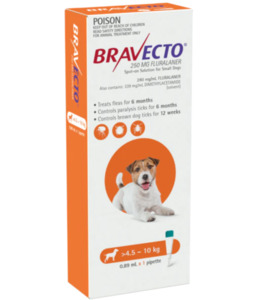 Dog Flea Treatment: Bravecto Spot On Small Dogs 4.5-10KG