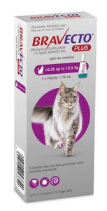Dog Flea Treatment: Bravecto Plus Spot On Flea Treatment For Cats 6.25-12.5kg