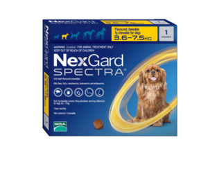 Nexgard Spectra Flea Tick & Worm Chewable Treatment 3.6-7.5kg