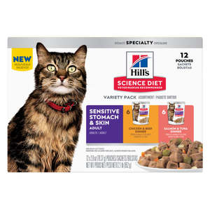 Cat Wet Food: Hill's Science Diet Adult Sensitive Skin & Stomach Variety Box Wet Cat Food