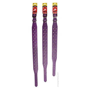 Dog Collars Leads: Pet One Collar Studded Purple Three Row Dog Collar