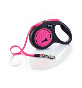 Dog Retractable Leads: Flexi New Neon 5m Tape Medium Retractable Leash