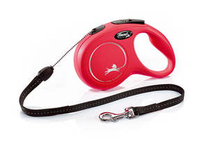 Dog Retractable Leads: Flexi New Classic Cord Retractable Lead Red 8m