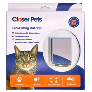 Cat Doors: Closer Pets 4 Way Locking Glass Fitting Cat Door