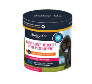 Dog Supplements: Bailey+Co Beef Bone Broth with Probiotic Boost Digestive System