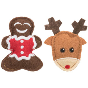 Christmas Felt Elk and Gingerbread Cat Toy