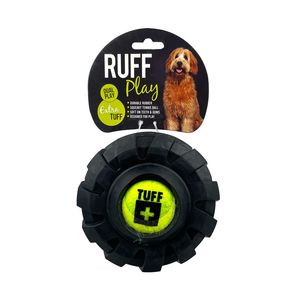 Ruff Play Dog Toy Tuff Rubber Tyre With Tennis Ball