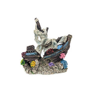 Aqua Care Ornament Sunken Ship with Mast