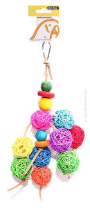 Avi One Leather Rope Coloured Rattan Ball Bird Toy