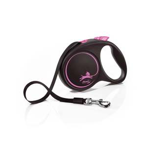 Best Selling: Flexi Black Dog Lead Tape Pink