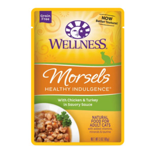 Cat Wet Food: Wellness Morsels Chicken & Turkey Adult Wet Cat Food