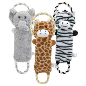 Plush Animal With Rope Ring Dog Toy