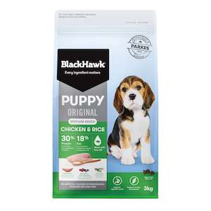 BLACK HAWK PUPPY MED BREED CHICK & RICE 20KG