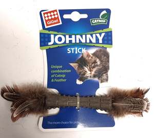 GIGWI JOHNNY STICK CATNIP WITH DOUBLE FEATHER