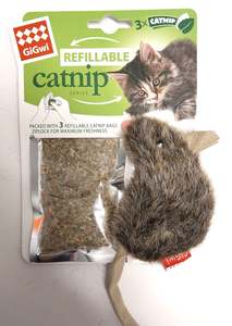GIGWI REFILLABLE CATNIP TOY MOUSE - NATURAL