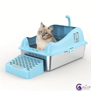 CatZest Fashion Cute Stainless Steel Cat Kitty Litter Box with Lid, High Walls E&hellip;