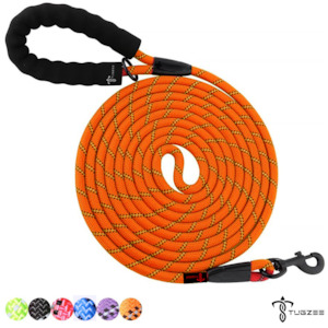 Tethering: TUGZEE Long Dog Leash for Dog Training Reflective with Comfortable Padded Handle Heavy Duty Dog Lead for Large Medium Small Dogs