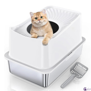 Best Selling: CatZest Stainless Steel Cat Litter Box for Big Cats – Large Top-Entry Enclosed Kitty Pan with Lid, Odor-Resistant & Easy to Clean