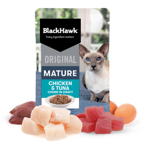 Black Hawk Original Mature Chicken & Tuna Chunks in Gravy Wet Cat Food