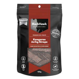 Dog Treats: Black Hawk Kangaroo Jerky Straps Dog Treats