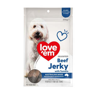 Treats: Love'em Beef & Tomato Jerky Treats 200g x 6