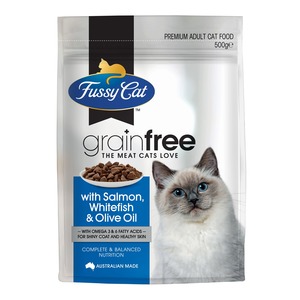 Cat: Fussy Cat Adult Grain Free Salmon, Whitefish & Olive Oil 500g x 6