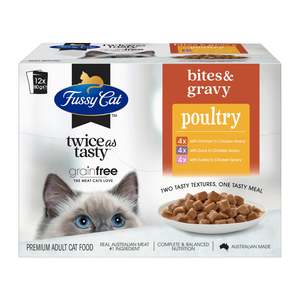 Cat: Fussy Cat Adult Grain Free Twice As Tasty Bites & Chicken Gravy (80g x 12) x 4