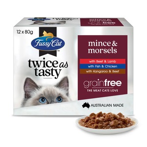 Fussy Cat Adult Grain Free Twice As Tasty Mince & Morsels (80g x 12) x 4