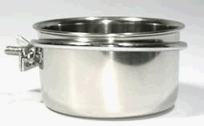 Bird Pet Goods: Coop Cup 300ml with Clamp Stainless