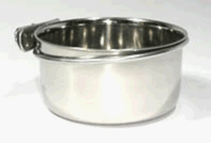 Bird Pet Goods: Coop Cup 600ml with Clamp Stainless