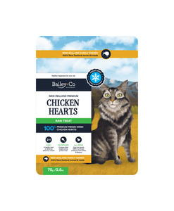 Bailey+Co Freeze Dried NZ Premium Chicken Heart Raw Cat Treat 70g