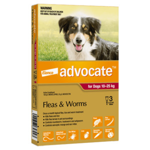 Products: Advocate Flea and Worm Spot-On Treatment for Dogs 10-25kg - 3 Pack