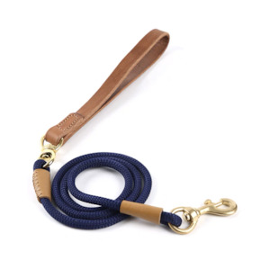 Leather Handle Leash | Navy