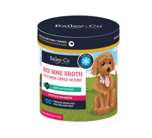 Accessories: Bailey + Co Beef Bone Broth with Green Lipped Mussel 65g (30 Paw-tions)