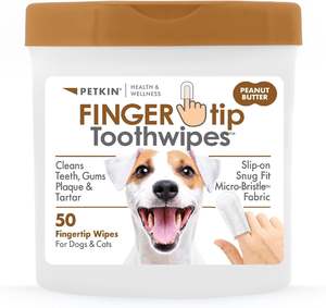 Petkin Finger Tip Toothwipes Peanut Butter