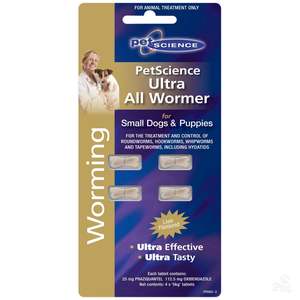 PetScience Ultra All Wormer for Small Dogs 4 Pack