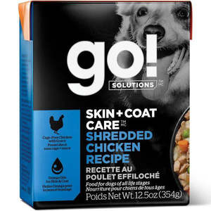 GO! Solutions Dog Skin & Coat Shredded Chicken Tetrapak 354g