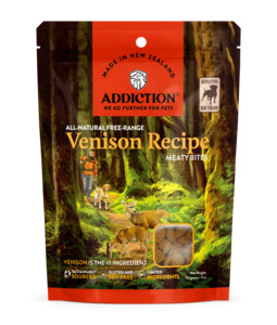 Addiction: Addiction Meaty Bites Venison Dog Treats 113g