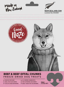 Good Noze: Beef & Beef Offal Chunks Freeze Dried Dog Treats 60g