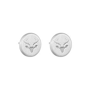 Gifts: Round Untamed Antler Stud Earrings - Silver
