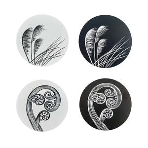Gifts: Ponga & Tottoe Coaster Set x3 Black on Ivory