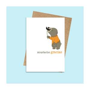 Moustache Gracias - Greeting Card